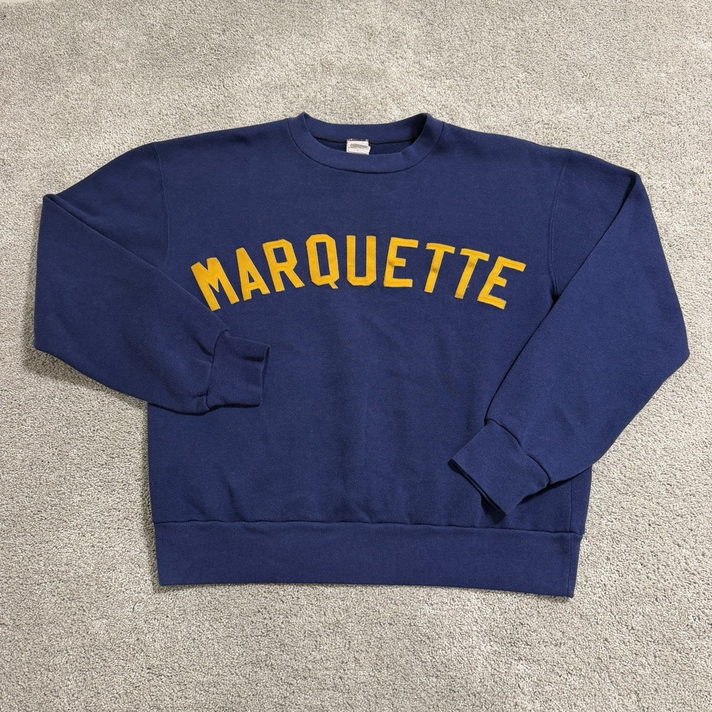 Vintage Marquette Golden Eagles Sweatshirt Mens XL Crewneck Gamewarmer Majestic
